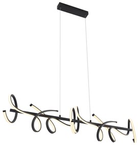LED Candeeiro suspenso de design preto retangular regulável em 3 níveis - Krisscross Moderno