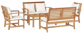 vidaXL Conjunto de Sofá de Jardim 5 pcs Natural Madeira de Teca Sólida