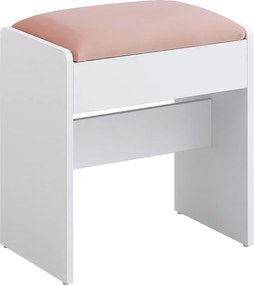 Banco de toucador de veludo 28,6 x 45 x 45 cm branco-rosa pastel