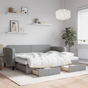 vidaXL Sofá-cama c/ gavetão e gavetas 80x200 cm tecido cinzento-claro