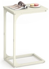 Mesa auxiliar em forma de C com estrutura metálica resistente 30 x 40 x 62 cm Creme