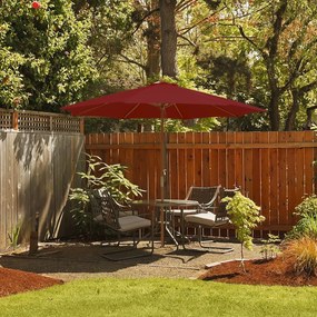 Guarda-sol 300 x 300 x 262 cm com 8 varas de bambu com elevação por roldana e orifício de ventilação para praia ou jardim Vermelho vinho