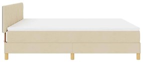Cama Box Spring com Colchão &amp; LED Creme 180x200 cm Tecido