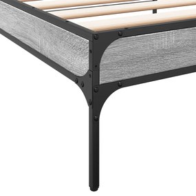 Estrutura de cama derivados de madeira e metal cinzento sonoma