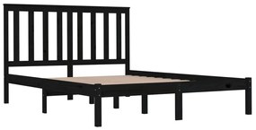 Estrutura de cama 140x190 cm madeira de pinho maciça preto