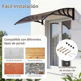 Toldo de Exterior para Portas e Janelas, 100,5 x 76 x 23 cm, Proteção Contra as Intempéries, Castanho