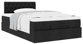 Cama otomana com colchão 120x200 cm tecido preto