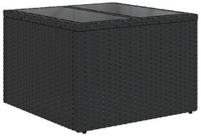 Conjunto de Sofás de Jardim de 9 peças com Almofadas Preto Rattan Poli