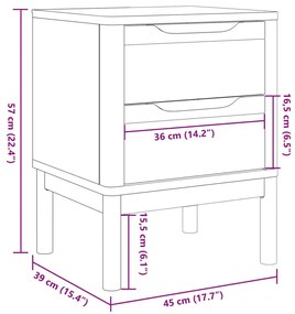 Mesa de cabeceira 45x39x57 cm madeira de pinho maciça branco