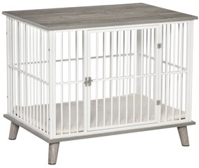 PawHut Gaiola para Cães de Madeira 86x60x70cm Gaiola para Cães com Ban