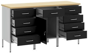 Conjunto de Armários de Trabalho VidaXL 3 Peças Preto e Cinza em Madei