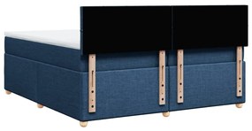 Cama com molas/colchão 200x200 cm tecido azul