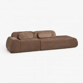 Sofá Modular De Canto Em 2 Peças Com Chaise Longue Direita Em Chenille Embalado A Vácuo Mérida Chenille Castanho Caramelo - Sklum