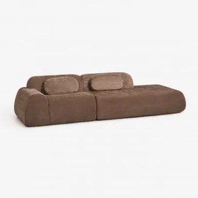 Sofá Modular De Canto Em 2 Peças Com Chaise Longue Direito Em Chenille Embalado A Vácuo Mérida Chenille Castanho Caramelo - Sklum