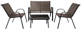 Conjunto de 4 móveis de jardim com mesa de centro, 51 x 71 x 35 cm, cinza