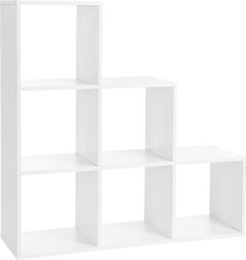 Estante escada 6 compartimentos abertos 97,5 x 97,5 x 29 cm Branco