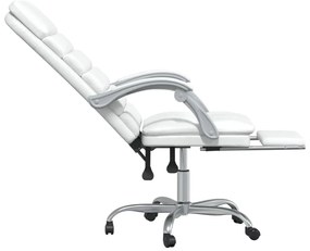 Cadeira escritório massagens reclinável couro artificial branco
