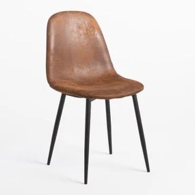 Cadeira em Couro Sintético Glamm Café Vintage & Preto - Sklum