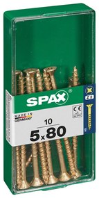 Caixa de parafusos SPAX Yellox Madeira Cabeça plana 10 Peças (5 x 80 mm)