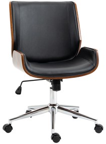 Vinsetto Cadeira Escritório Cadeira de Escritório Operativa Giratória em PU Altura Ajustável Função Inclinação 51x65,5x82-92cm Preto | Aosom Portugal