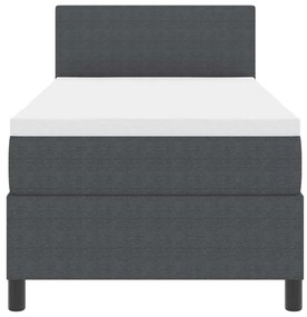 Cama Box Spring com Colchão &amp; LED Cinza Escuro 80x200 cm Tecido de Vel