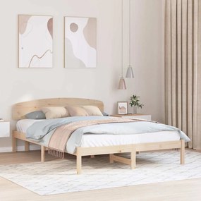 vidaXL Estrado de Cama com Cabeceira 160x200 cm Madeira Sólida Pinho