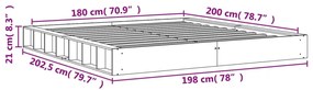 Cama sem colchão 180x200 cm pinho maciço castanho-mel