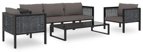 vidaXL 6 pcs conjunto lounge de jardim c/ almofadões vime PE antracite