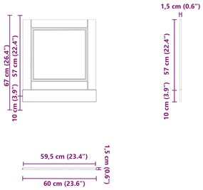 Painel máquina lavar louça Porto madeira velha 60x1,5x67 cm