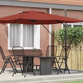 vidaXL Parasol Roma Vermelho 286 x 285 x 265 cm Poliéster, Alumínio