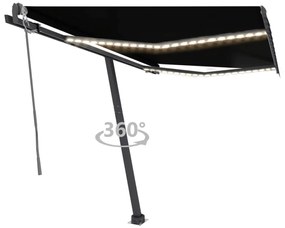 Toldo automático com LED e sensor de vento 300x250 cm antracite