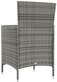 Conjunto jantar p/ exterior com almofadões 3 pcs vime cinzento