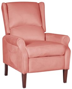 vidaXL Poltrona reclinável veludo cor-de-rosa