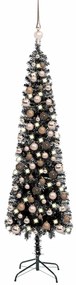 vidaXL Árvore de Natal pré-iluminada fina com bolas 120 cm preto