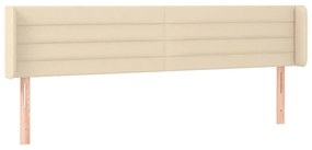 Cabeceira de cama c/ luzes LED tecido 163x16x78/88 cm cor creme