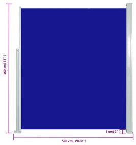 Toldo lateral retrátil 160 x 500 cm azul
