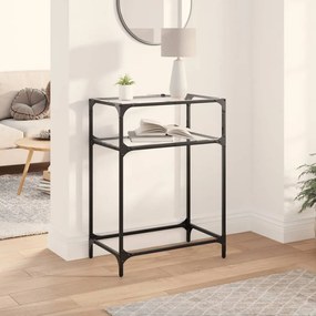 vidaXL Mesa consola c/ tampo em vidro transparente 60x35x81 cm aço