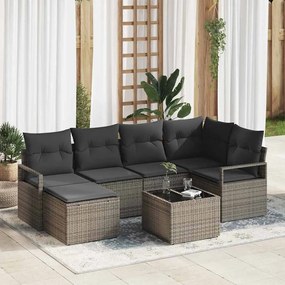 vidaXL Conjunto de Sofá de Jardim de 6 Peças com Almofadas em Rattan Polié Preto