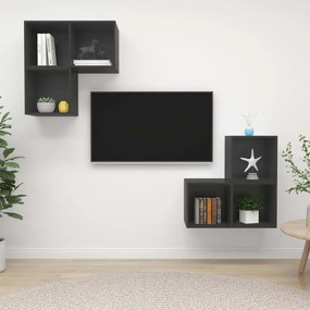 vidaXL 4 pcs conjunto de móveis de TV contraplacado cinzento