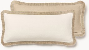 Capa de almofada comprida texturada com franjas Viona