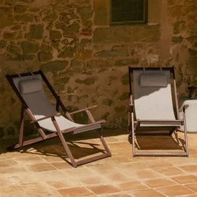 Pack De 2 Espreguiçadeiras Dobráveis Em Madeira De Acácia Com Almofada Rondonia Castanho-claro - Sklum