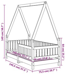 Estrutura de cama infantil 70x140 cm pinho maciço