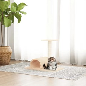 vidaXL Poste arranhador para gatos com túnel 60x34,5x50 cor creme