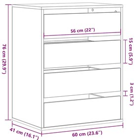 Cómoda com 4 Gavetas - 60x41x76 cm - derivados de madeira - cinzento s