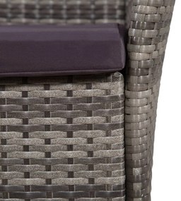 9 pcs conjunto jantar exterior c/ almofadões vime PE cinzento