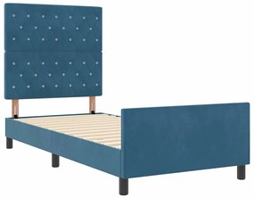 Cama vidaXL Azul Escuro 90x200 cm Veludo