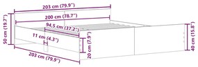 Estrutura de cama c/ painéis cabeceira e pés 200x200 cm branco