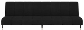 Sofá-cama de 2 lugares veludo preto