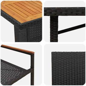 Conjunto de Jantar para Jardim de 7 Peças Polirattan Preto