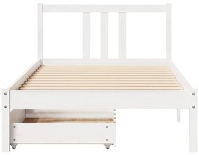Cama sem colchão 90x200 cm madeira de pinho maciça branco